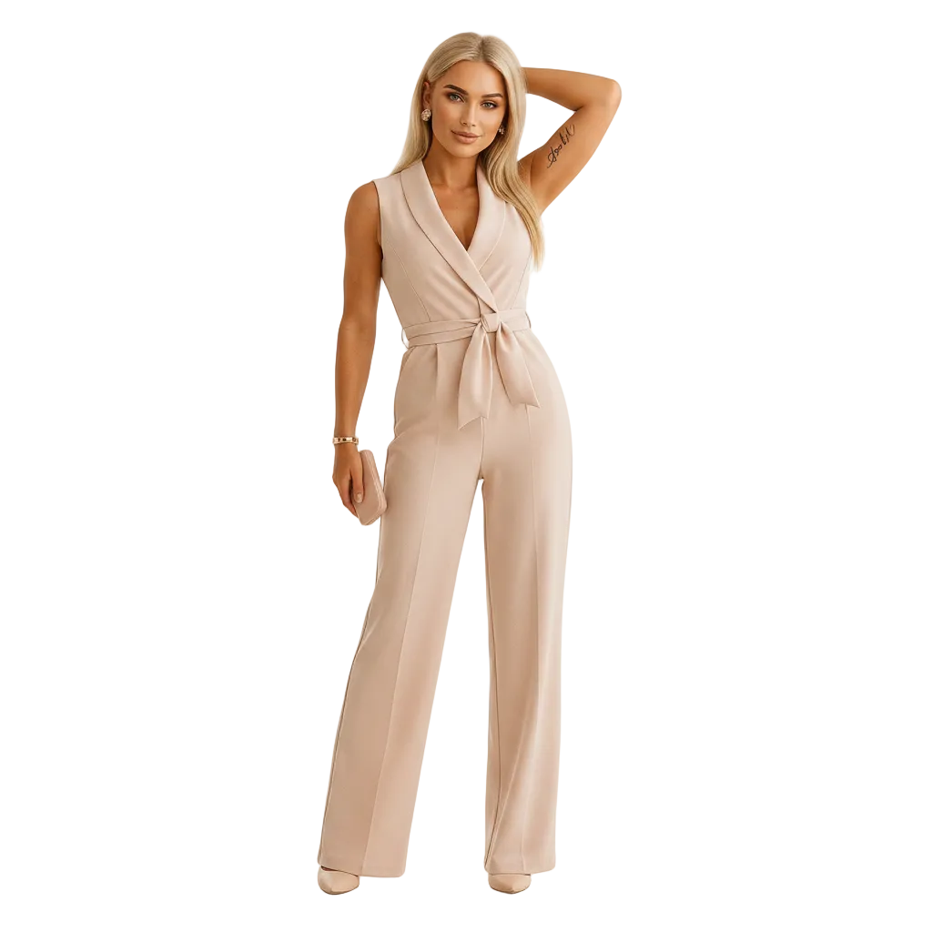 Black jumpsuit styled for business occasions