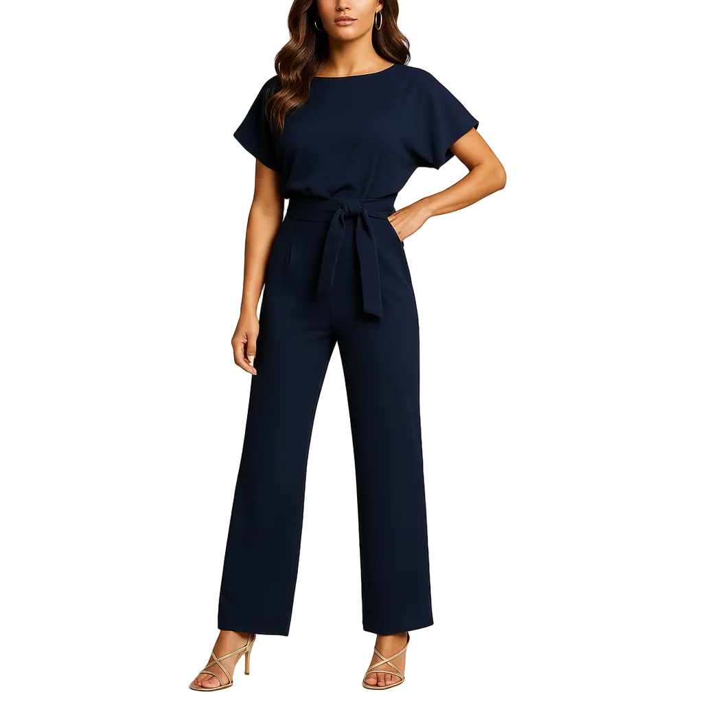 Close-up of lace-up detail on black jumpsuit