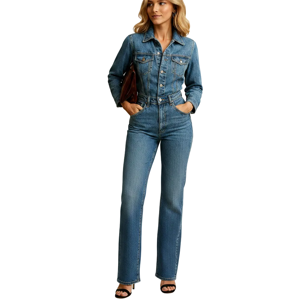 Close-up of denim texture and stitching details