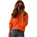 Elegant ruffled blouse front view