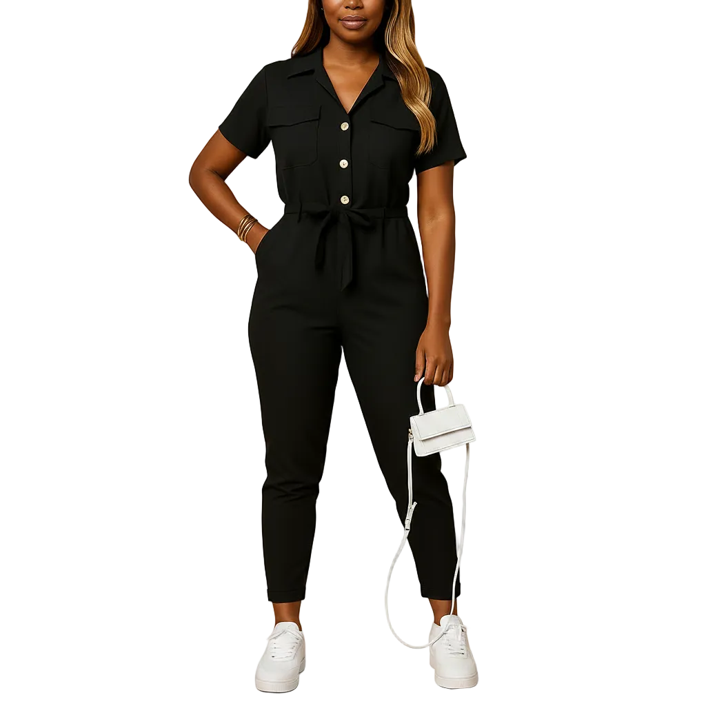 Tailored jumpsuit styled for professional wear