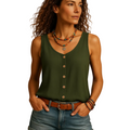 Green sleeveless V-neck blouse front view
