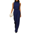 Sleeveless halter jumpsuit with high waist front view