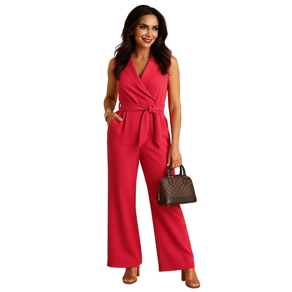 Khaki jumpsuit styled with accessories