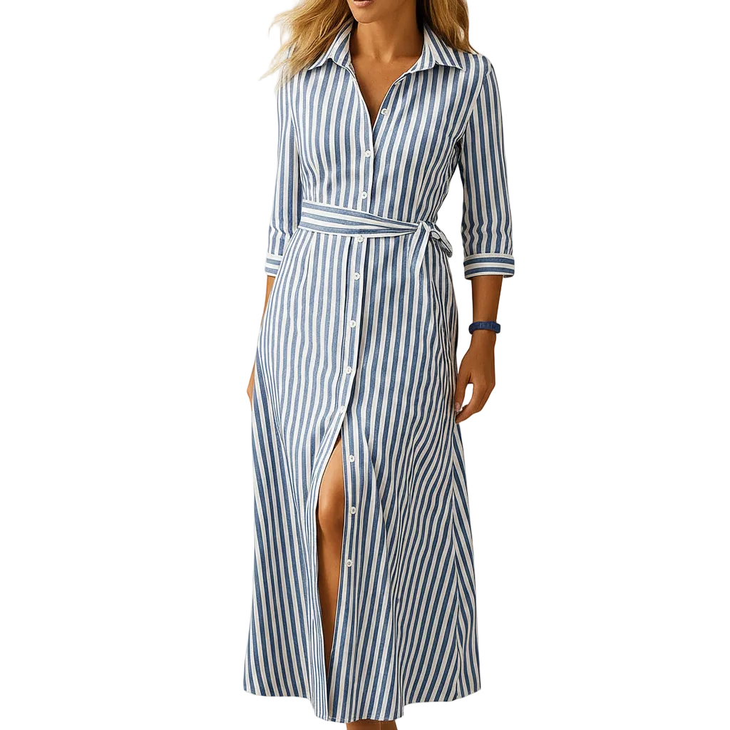 Light blue long summer dress front view
