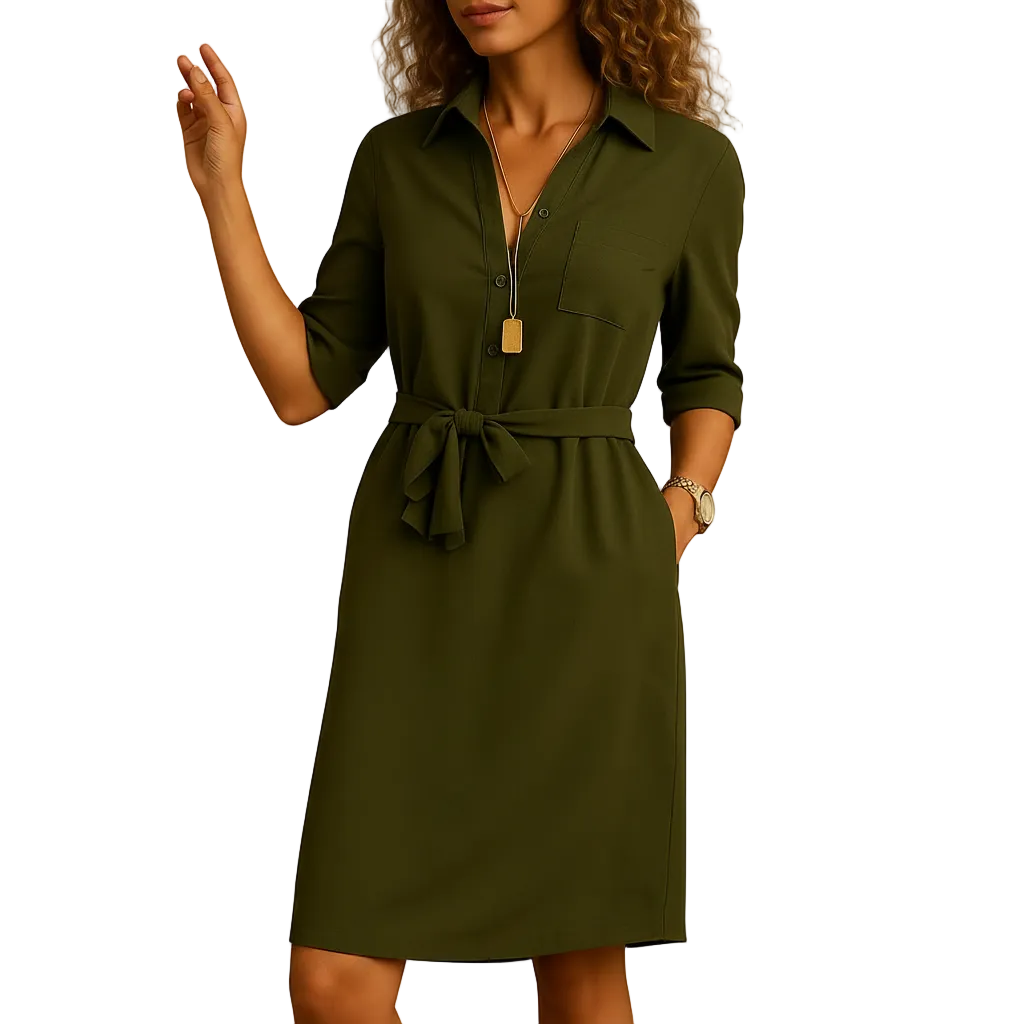 Elegant midi dress styled for social occasions