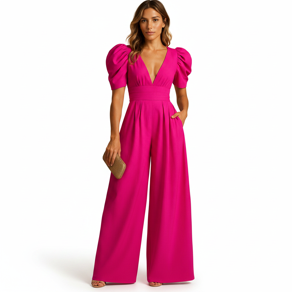 Back view of peach elegant jumpsuit