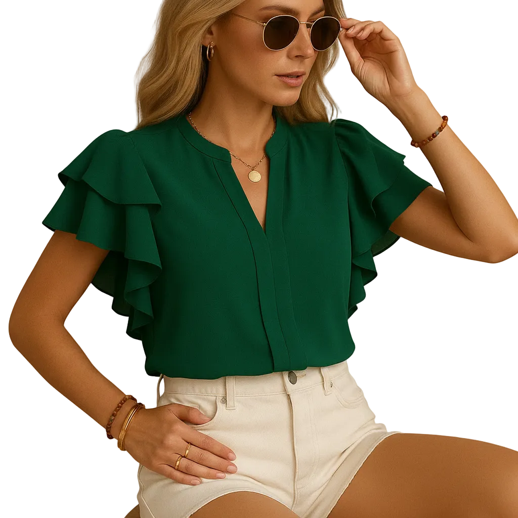 Back view of sleeveless tailored blouse