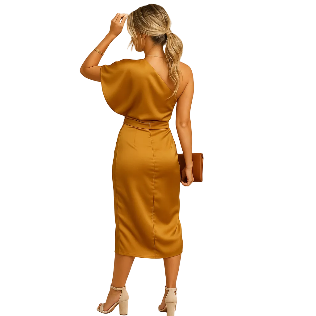 Rear design of slim-fit dress