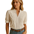 White button-down blouse front view