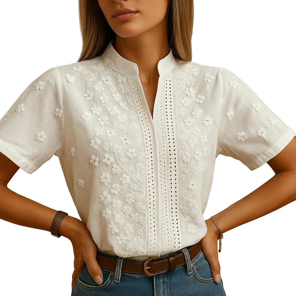 White elegant blouse styled for office wear