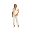 White wrap-front wide-leg jumpsuit front view