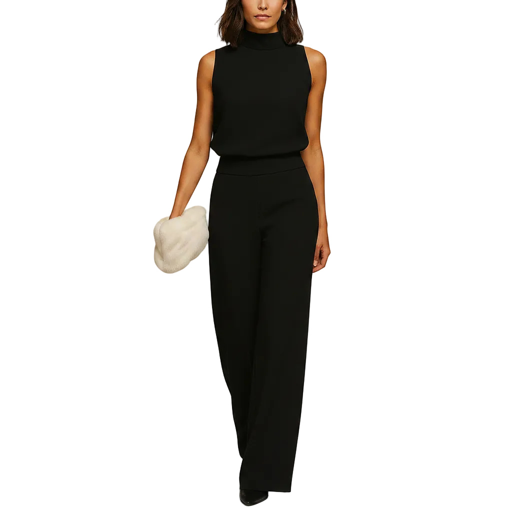 Close-up of wide-leg jumpsuit design